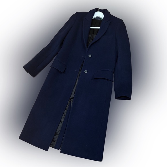 🧥✨ Zara Wool-Blend Long Coat | XS | Navy | MSRP $169 - Picture 2 of 7